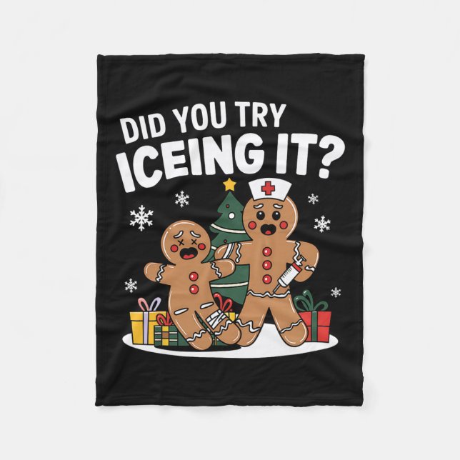 Manta Polar Navidades Gingerbread Man ¿Intentaste Ichar Xma? (Anverso)