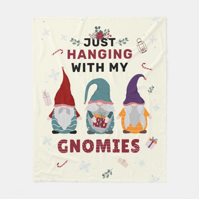 Manta Polar Navidades Gnome Family Cute (Anverso)