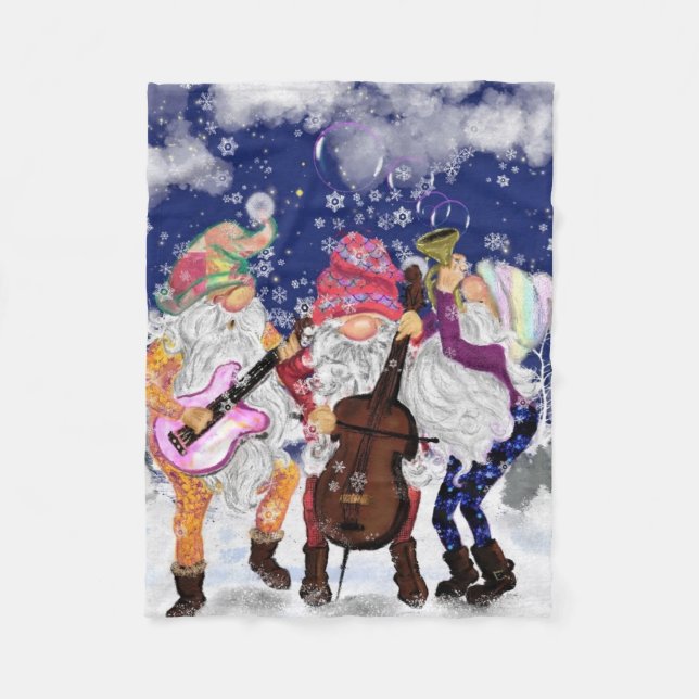 Manta Polar Navidades Gnome Music Band Fleece Blanket (Anverso)