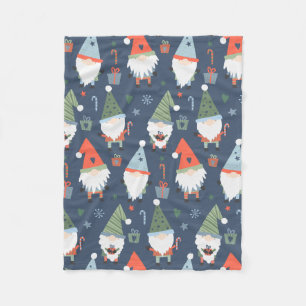 Manta Polar Navidades Gnomes Trees Rojo Verde Azul