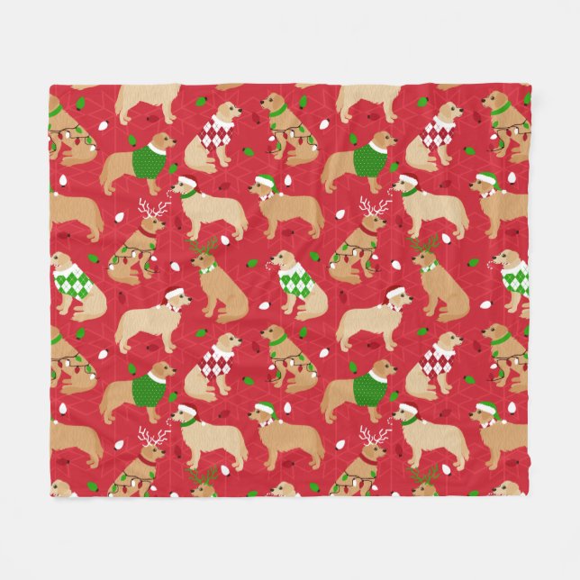 Manta Polar Navidades Golden Retriever (Frente (Horizontal))