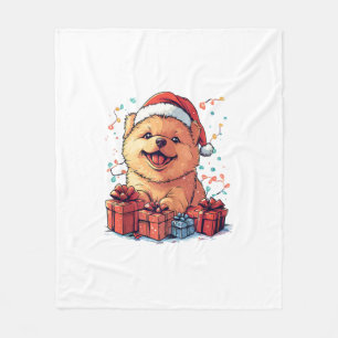 Manta Polar Navidades graciosos de Santa Hat chow navideño