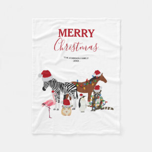 Manta Polar Navidades graciosos y adorables Animals Santa Hats