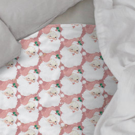 Manta Polar navidades guiños de santa claus rosado vintage