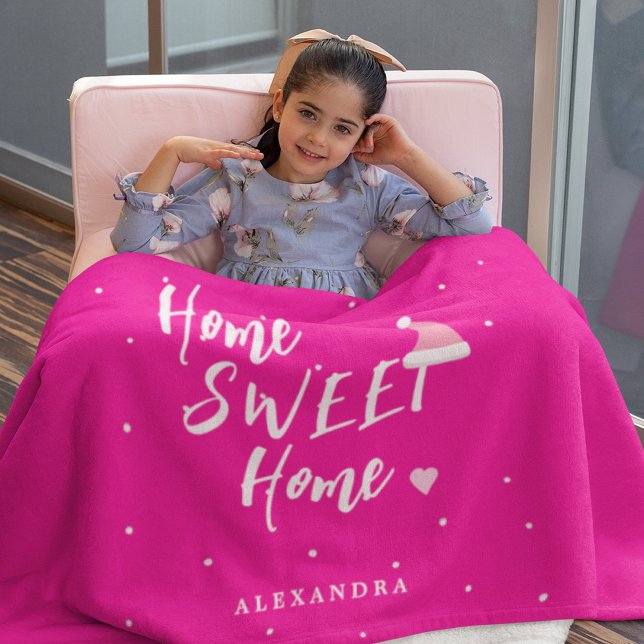 Manta Polar Navidades hogar dulce hogar Santa hat nombre perso (Subido por el creador)