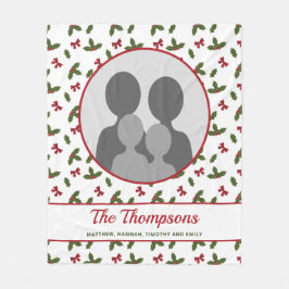 Manta Polar Navidades Holly Y Bows Plantilla De Foto Personali