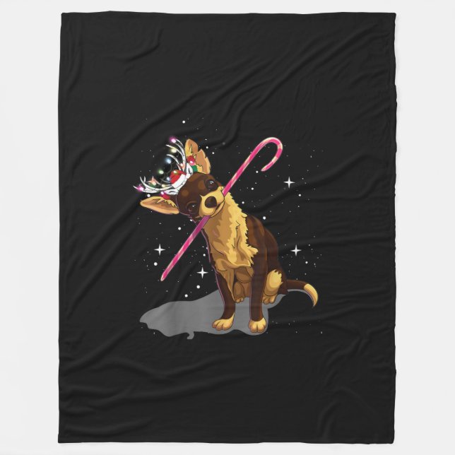 Manta Polar navidades iluminan chihuahua (Anverso)