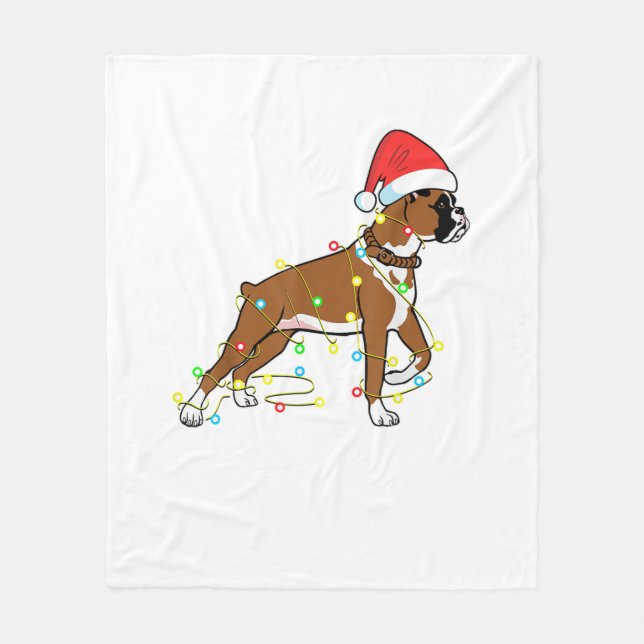 Manta Polar Navidades iluminan obsequio de boxeo de perro de m (Anverso)