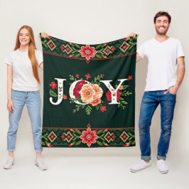 Manta Polar NAVIDADES JOY frontera floral