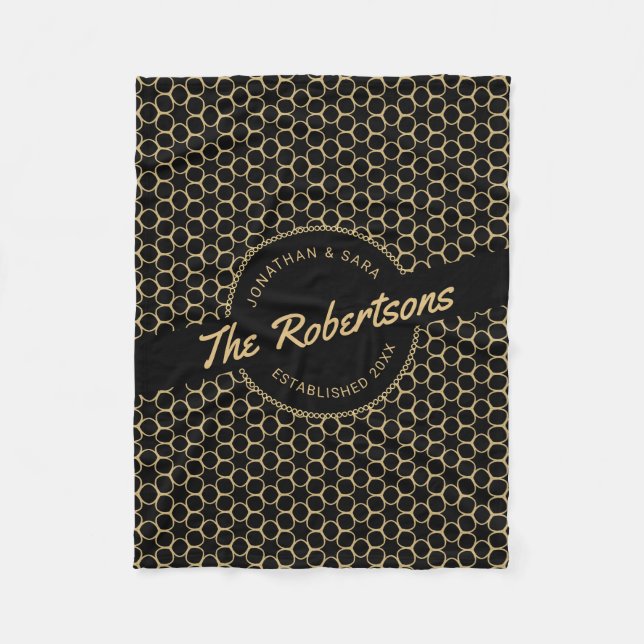 Manta Polar Navidades Keepsake negros y dorados (Anverso)