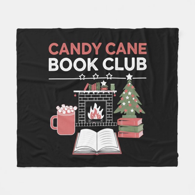 Manta Polar Navidades libreros Candy Cane Book Club Bookish (Frente (Horizontal))