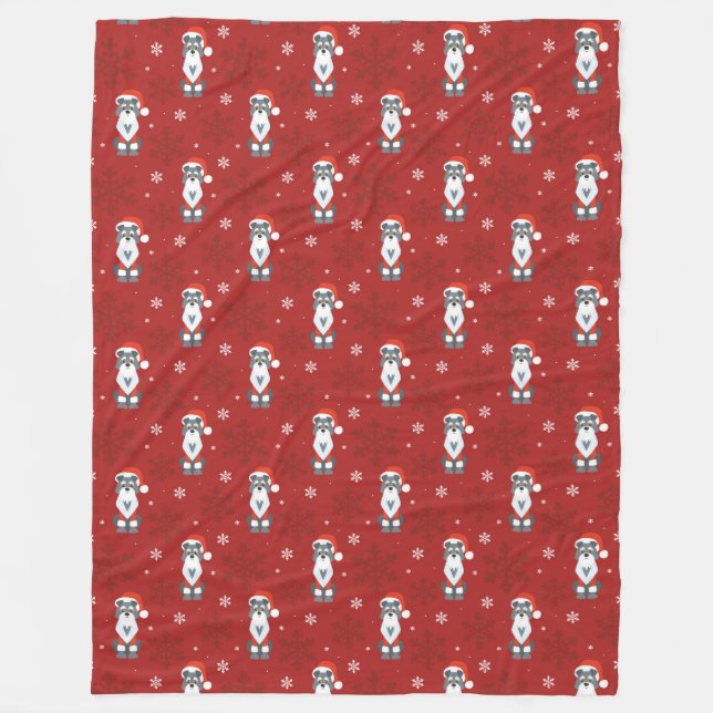 Manta Polar Navidades lindos Schnauzer Perro Snowflake Patrón  (Anverso)