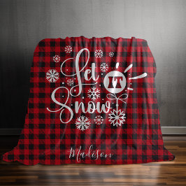 Manta Polar Navidades lo dejan nevar baffalo rojo plaid monogr