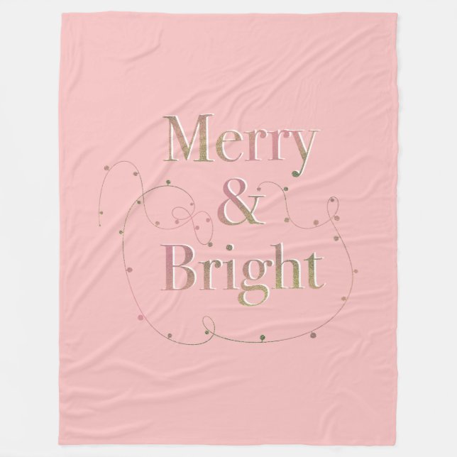 Manta Polar Navidades Lux Merry and Bright on Pink (Anverso)