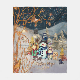 Manta Polar Navidades Magic Snowman & Friends blue