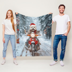 Manta Polar Navidades malteses de ciclismo de perros
