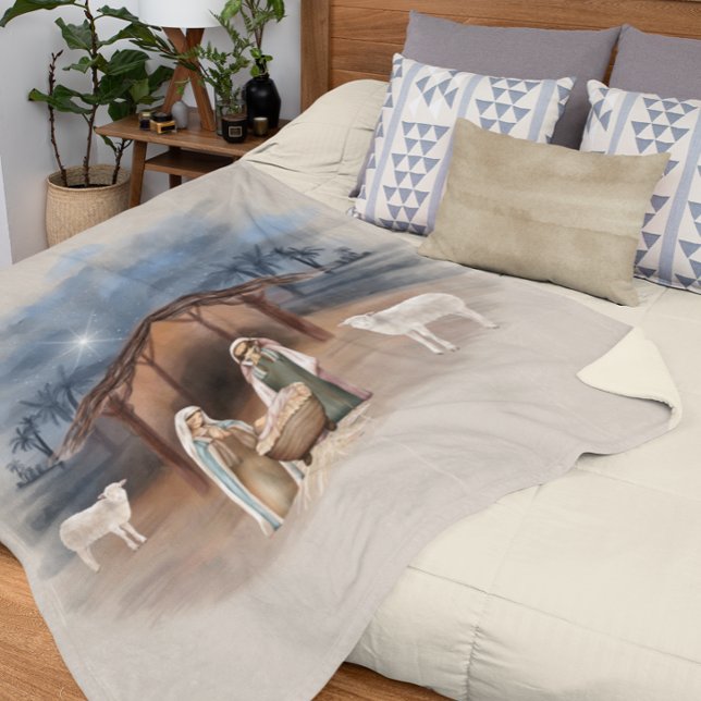 Manta Polar Navidades Manger Nativity Scene Watercolor (Subido por el creador)