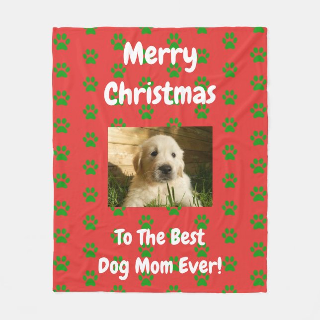 Manta Polar Navidades Mejor Madre Perro Personalizado Mascota  (Anverso)