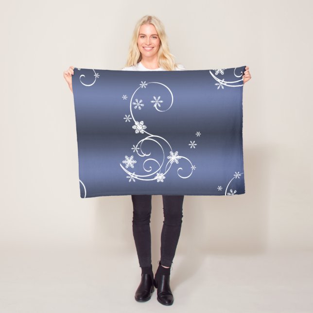 Manta Polar Navidades Metálicos Verde azulados, Swirls Blancos (In situ)