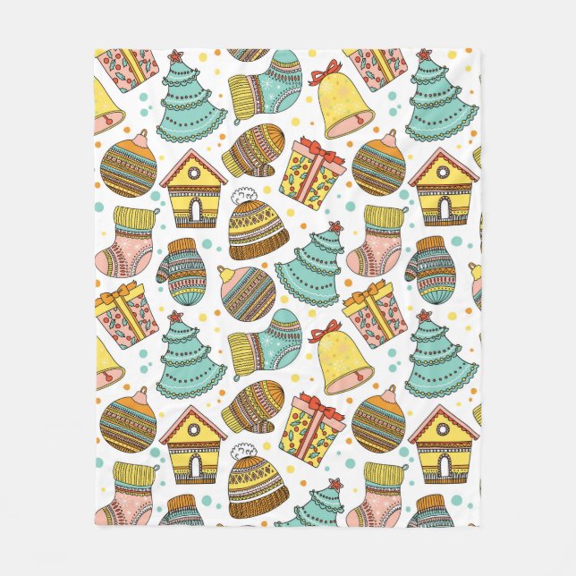 Manta Polar Navidades modernos y singulares patrón festivo (Anverso)