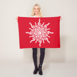 Manta Polar Navidades Monograma Ornamental Rojo G-Clef Snowfla