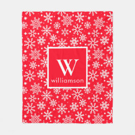 Manta Polar Navidades Monogramados del Festividad Red Snowflak