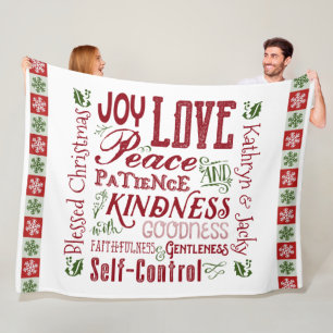 Manta Polar Navidades monogramas Fruta del espíritu Verde Rojo