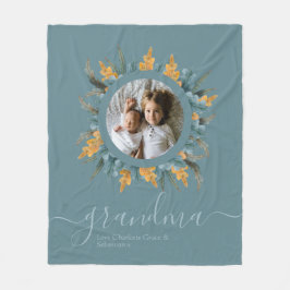 Manta Polar Navidades Naranja verde Wreath Foto personalizada