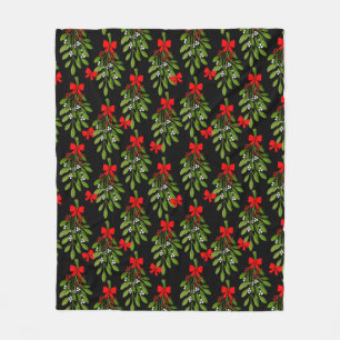 Manta Polar navidades negros mistletoe merry xmas