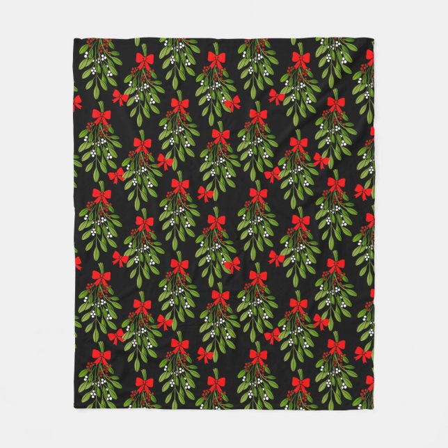 Manta Polar navidades negros mistletoe merry xmas (Anverso)