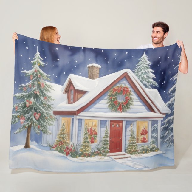 Manta Polar Navidades nevados pintan agua de invierno (In situ)