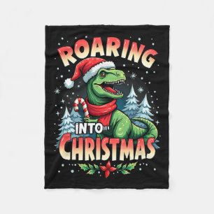 Manta Polar Navidades, niños Chicas, divertidos dinosaurios X