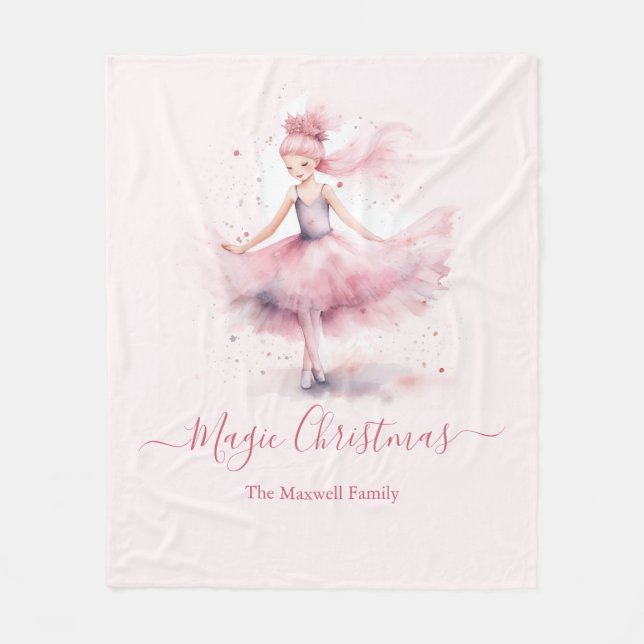 Manta Polar Navidades nutcracker ballerina apellido (Anverso)