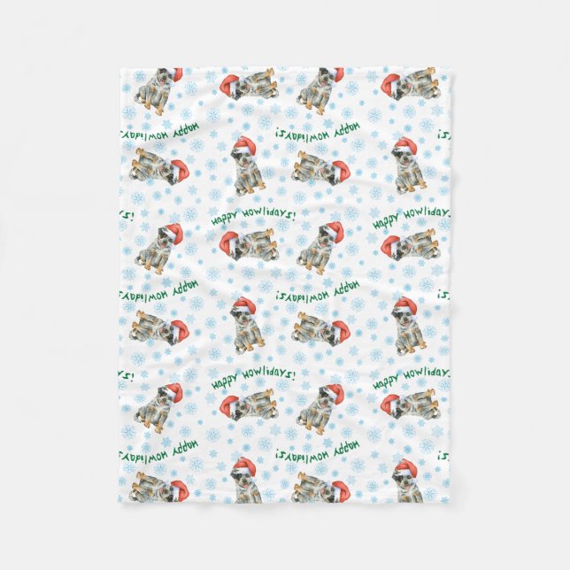 Manta Polar Navidades Perro Ganado Australiano (Anverso)