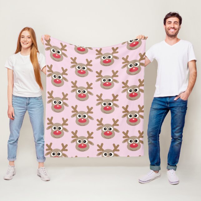 Manta Polar Navidades Personalizado de renos Patrón de rosa cr (In situ)