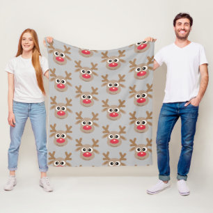 Manta Polar Navidades Personalizado de renos Patrón Gris diver
