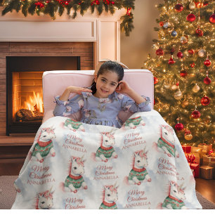 Manta Polar Navidades Personalizados de Cute Unicorn