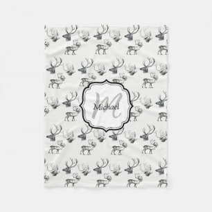 Manta Polar Navidades personalizados Patrón de Antlers de vena
