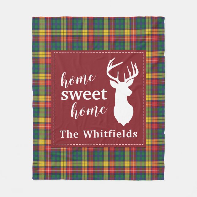 Manta Polar Navidades personalizados Tartan Clan Buchanan Plai (Anverso)