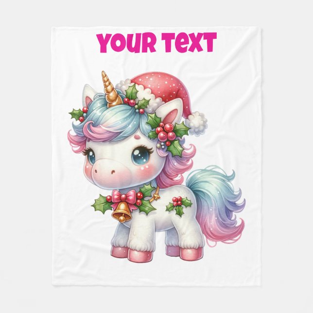 Manta Polar Navidades personalizados Unicorn Fleece Blanket (Anverso)