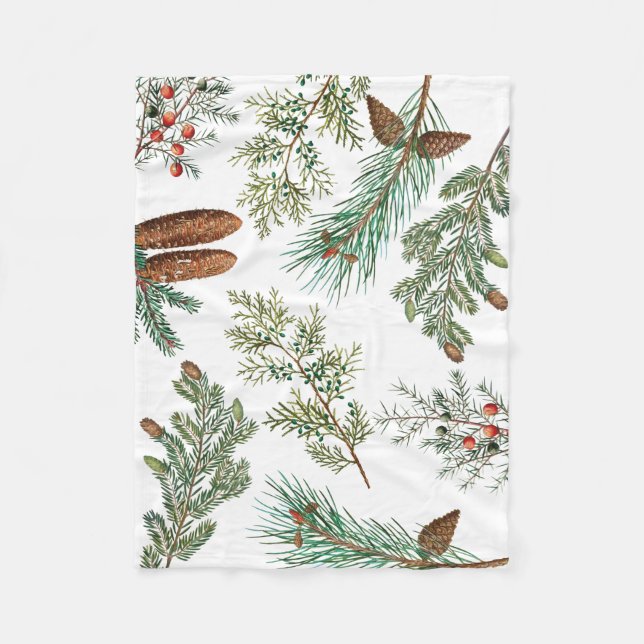 Manta Polar Navidades Pine Conifer Forest Festive (Anverso)