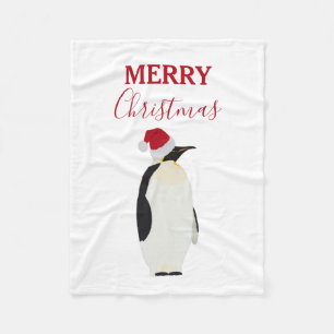 Manta Polar Navidades pingüino gracioso animal con Santa Hat