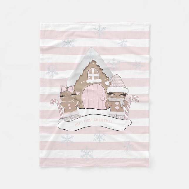 Manta Polar Navidades Pink Gingerbread Tema (Anverso)