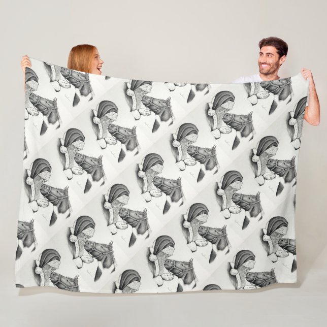 Manta Polar Navidades Pinto Paint Horse y Santa (In situ)