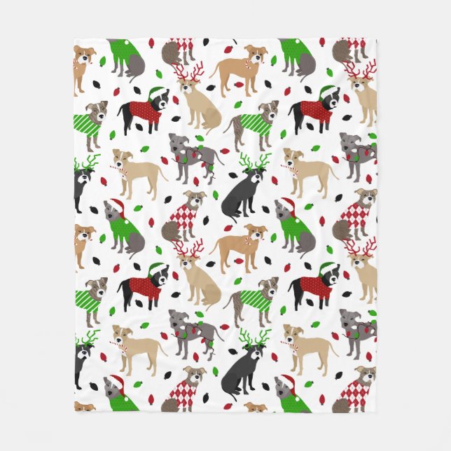 Manta Polar Navidades Pitbull Dogs Fleece Blanket (Anverso)