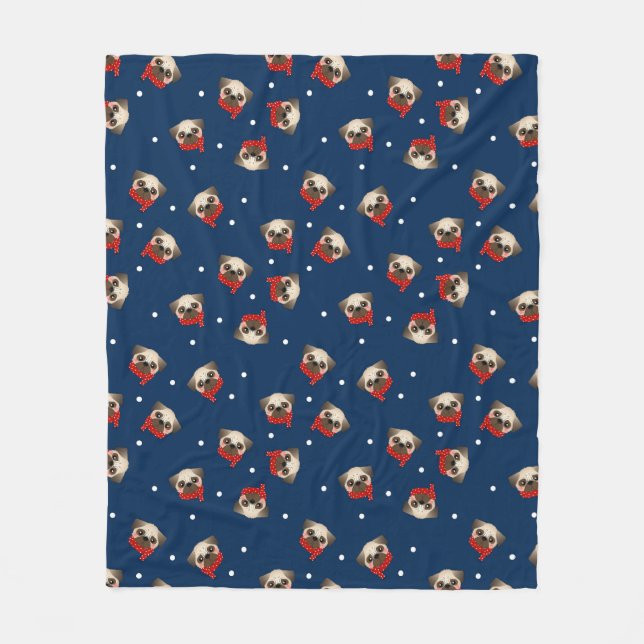 Manta Polar Navidades Pug Fleece Blanket (Anverso)