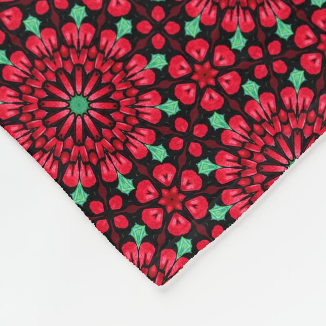 Manta Polar Navidades Red Floral (Esquina)