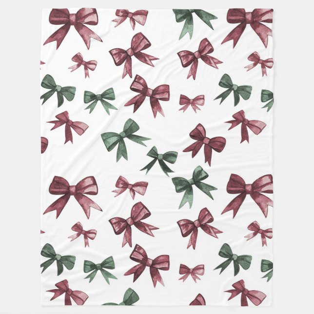 Manta Polar Navidades Red Green Bows (Anverso)