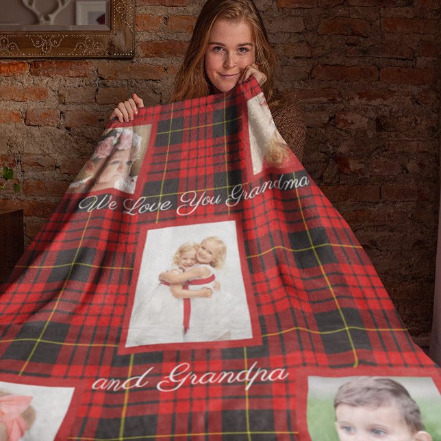 Manta Polar Navidades, Red Tartan Plaid, Fotos Personalizados (Subido por el creador)