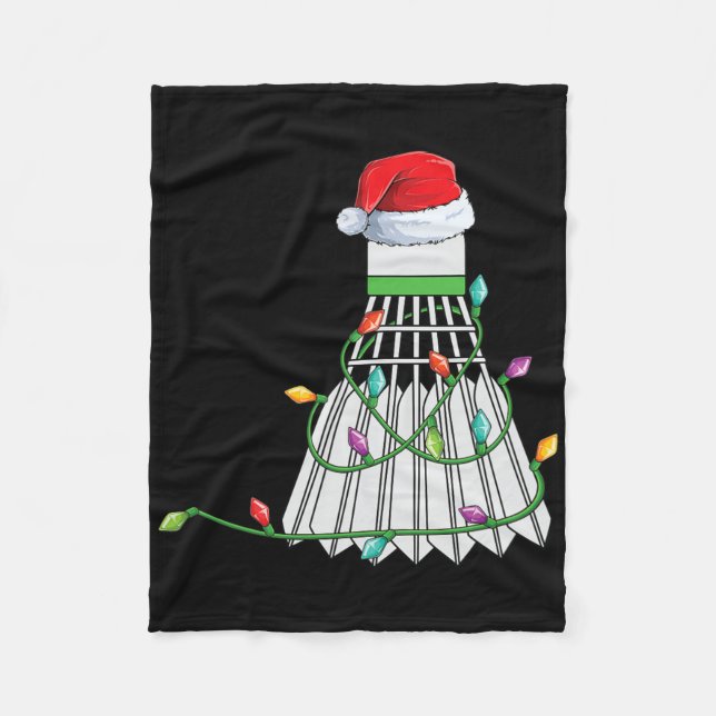 Manta Polar Navidades Regalo De Badminton Santa Hat Envuelto E (Anverso)